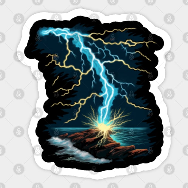 Lightning Bolt Sea Mountain Sticker by GIFTGROO